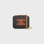 BOX ON CHAIN CUIR TRIOMPHE IN TRIOMPHE CANVAS AND CALFSKIN TAN